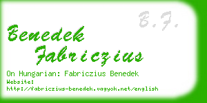 benedek fabriczius business card